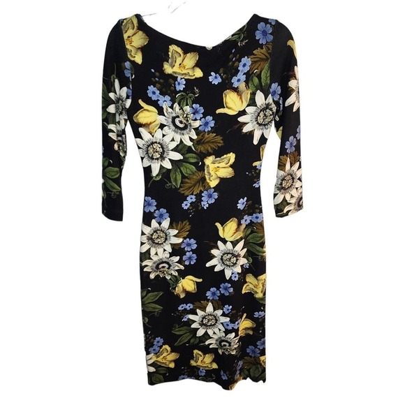 ERDEM Blue Reese Floral Print Stretchy Jersey Slimming Mini Dress Size 2 - Picture 4 of 13